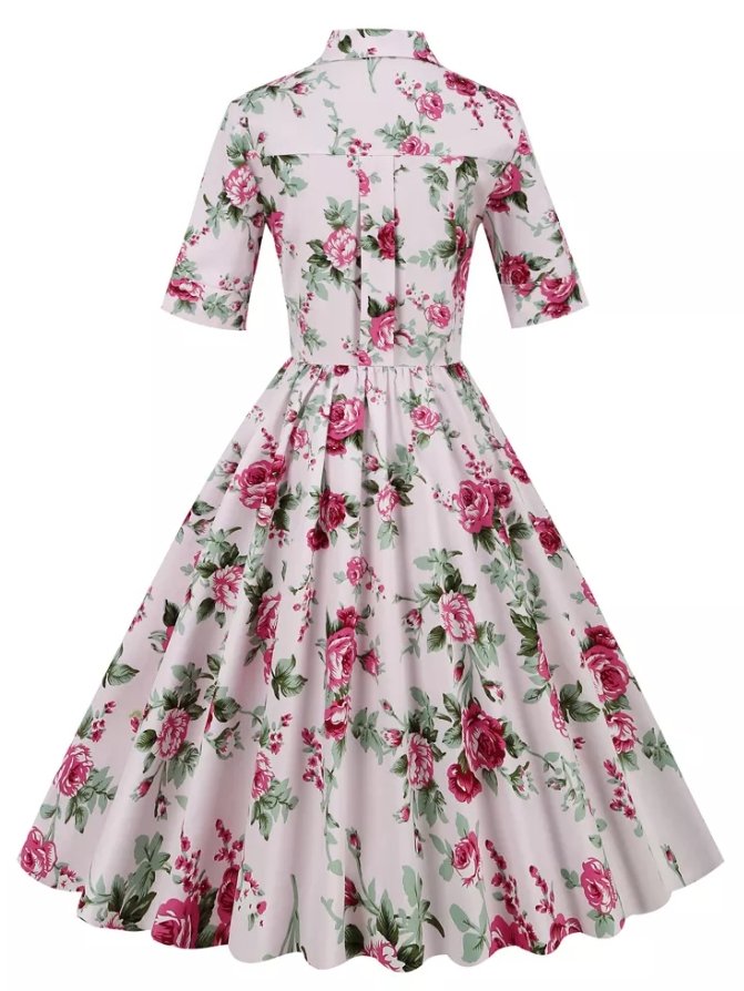 Vestido Vintage Rosas Estilo Anos 50
