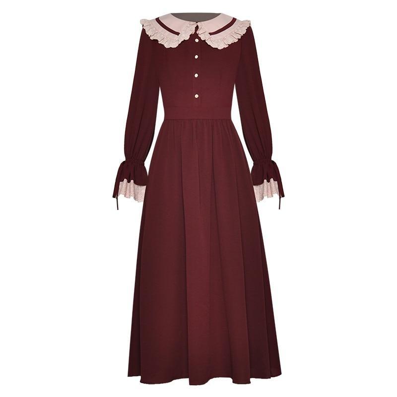 Vestido Estilo Anos 40 Borgonha