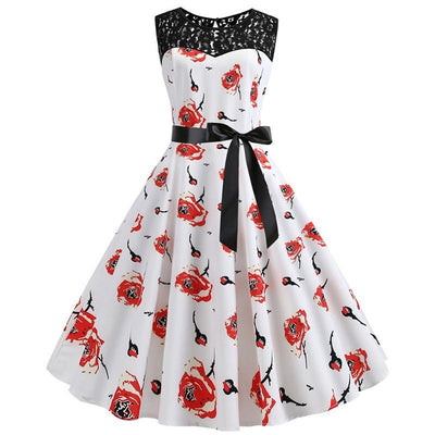 Vestido Vintage Flor Rendado Trapézio
