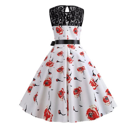 Vestido Vintage Flor Rendado Trapézio