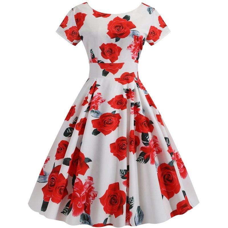 Vestido Túnica Vintage Branco E Vermelho