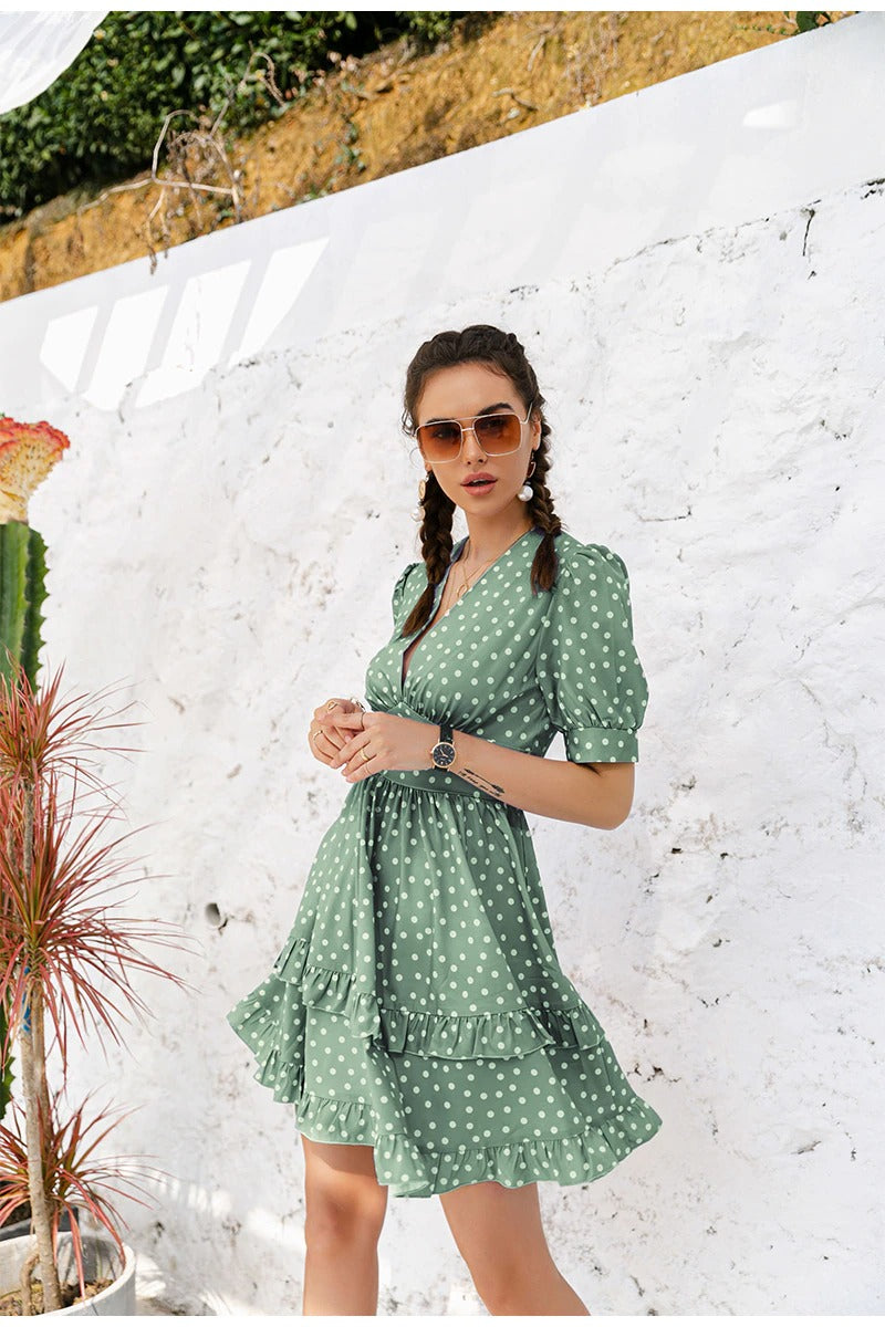 Vestido Verde De Bolinhas Vintage