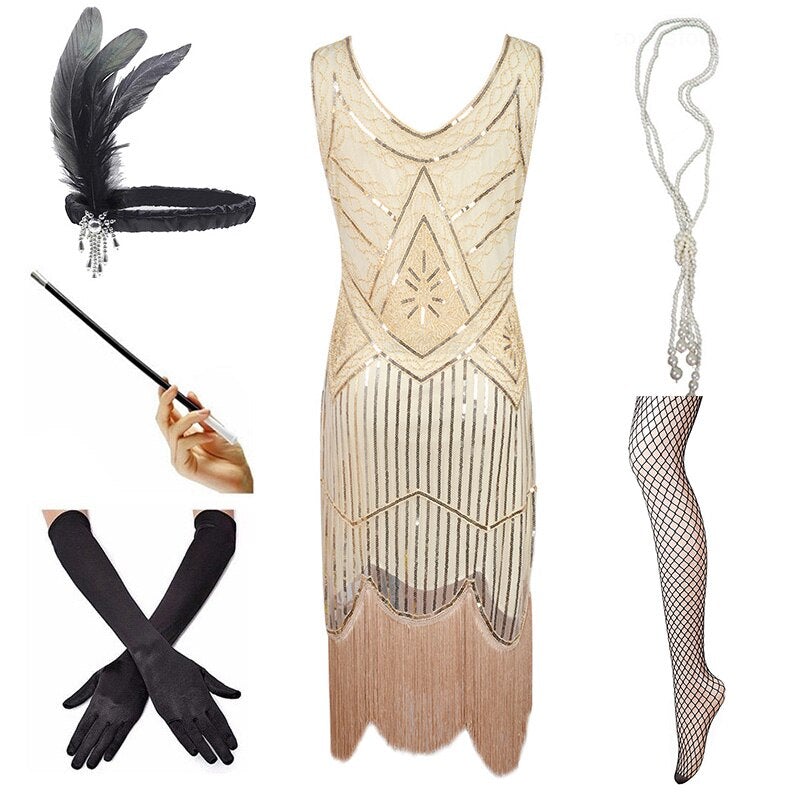 Vestido Vintage 1920 Bege