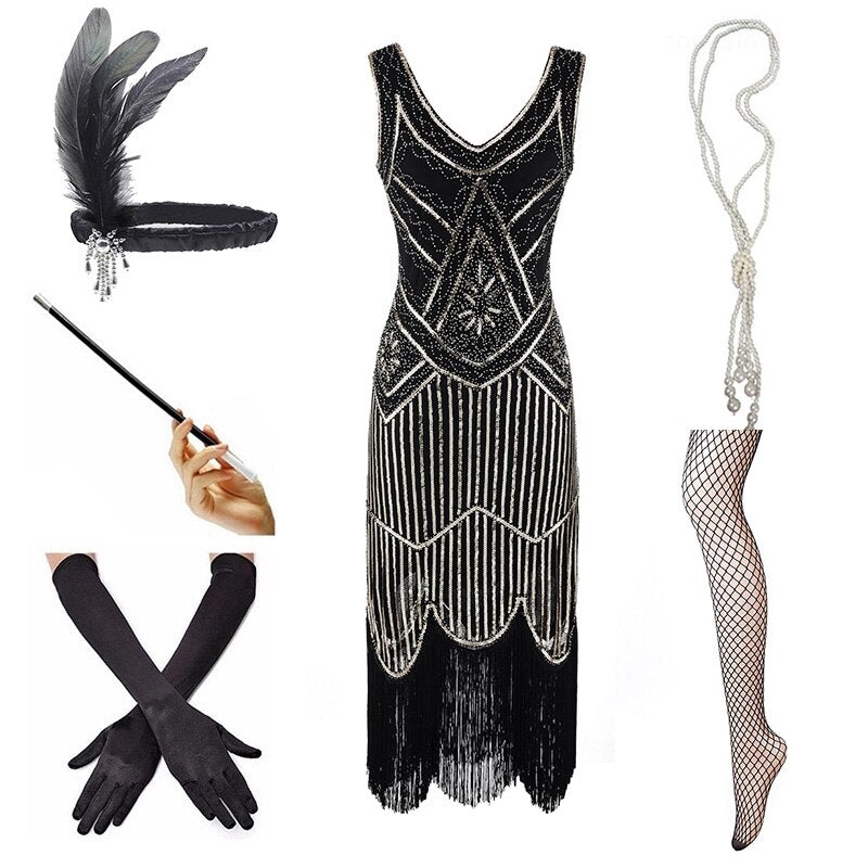 Vestido Ouro Preto Vintage De 1920