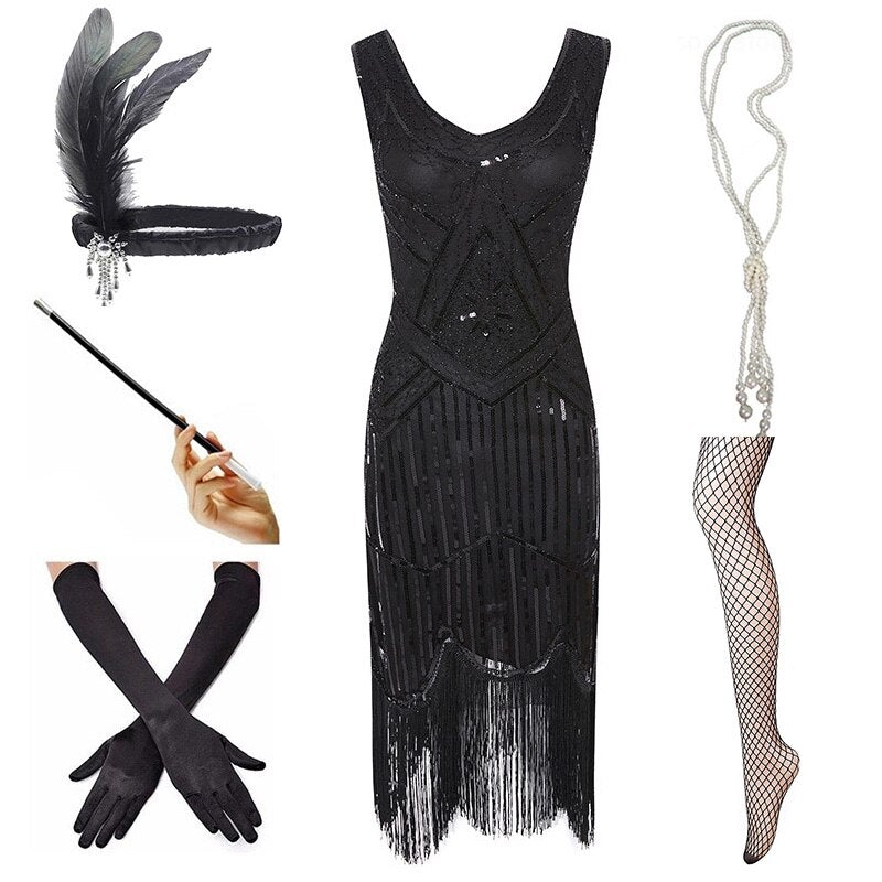 Vestido Preto Vintage Dos Anos 1920