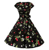 Vestido Vintage Anos 1950 Cerejas Pretas