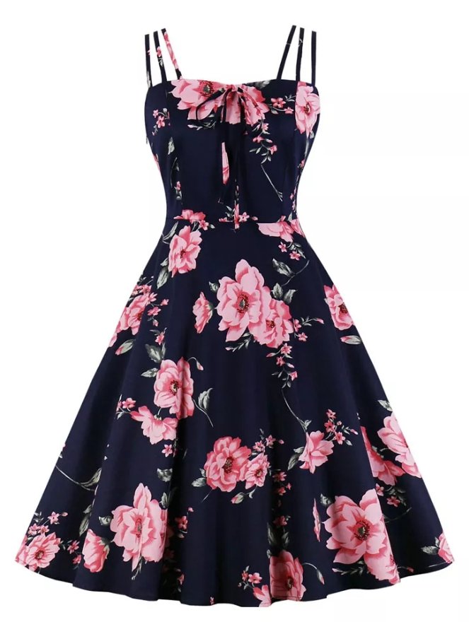 Vestido Vintage Rosas Vermelhas Dos Anos 1950