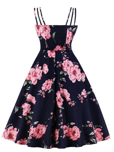 Vestido Vintage Rosas Vermelhas Dos Anos 1950