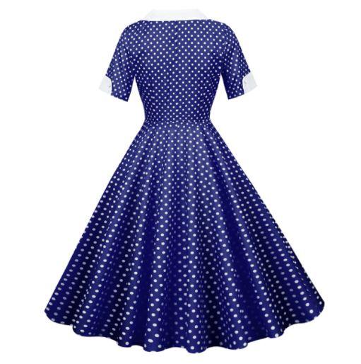 Vestido Vintage De Bolinhas Azul Anos 50