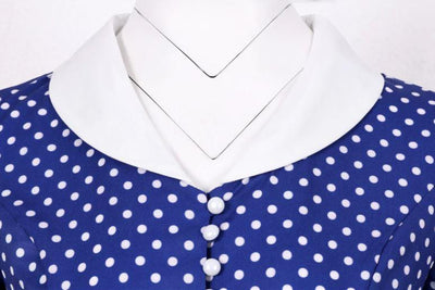 Vestido Vintage De Bolinhas Azul Anos 50