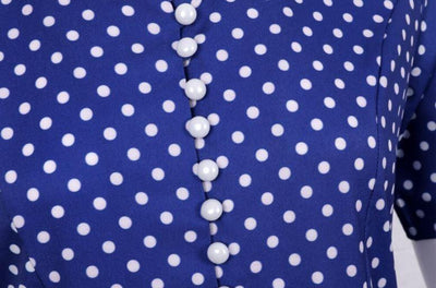 Vestido Vintage De Bolinhas Azul Anos 50