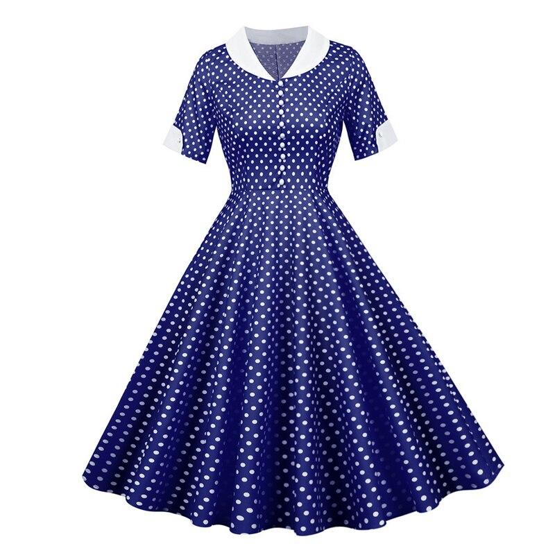 Vestido Vintage De Bolinhas Azul Anos 50