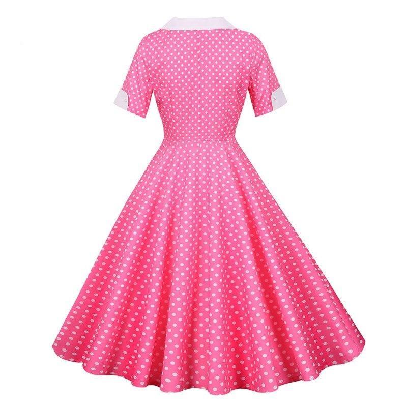 Vestido Vintage De Bolinhas Rosa Anos 50