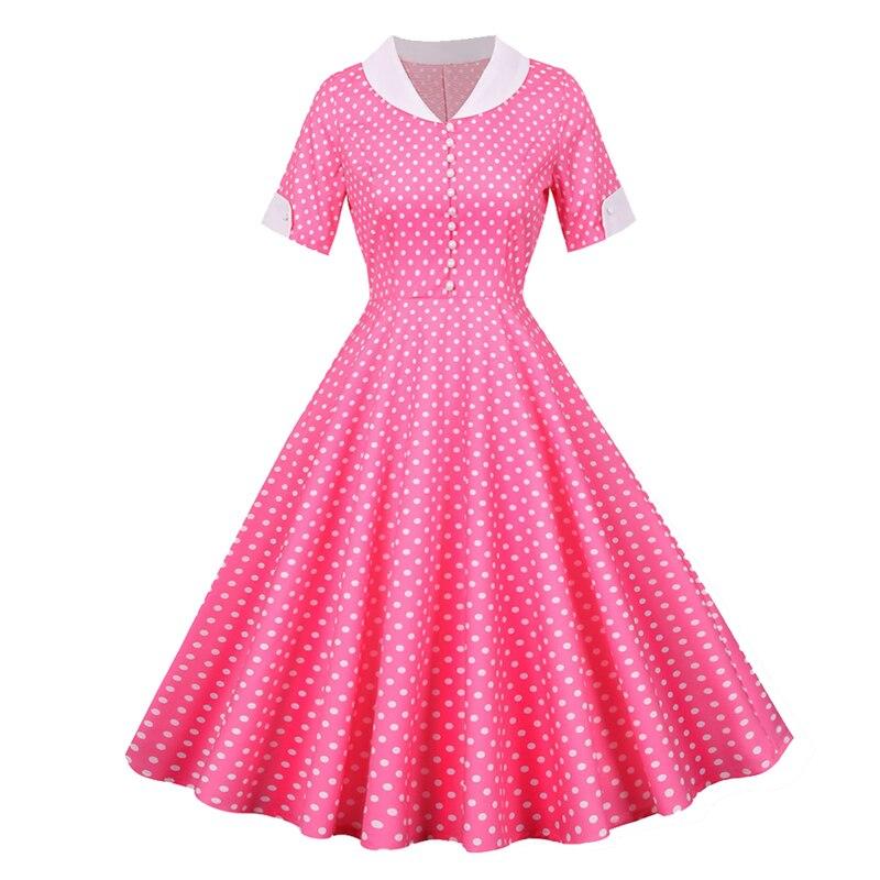 Vestido Vintage De Bolinhas Rosa Anos 50