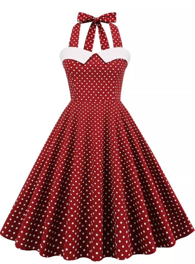 Vestido Vintage De Bolinhas Vermelhas