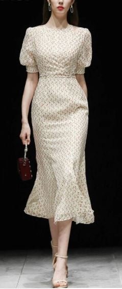 Vestido Vintage Ano 1940 Bege