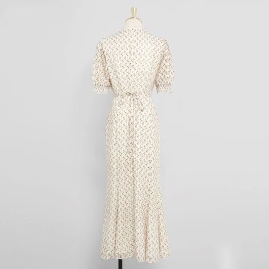 Vestido Vintage Ano 1940 Bege