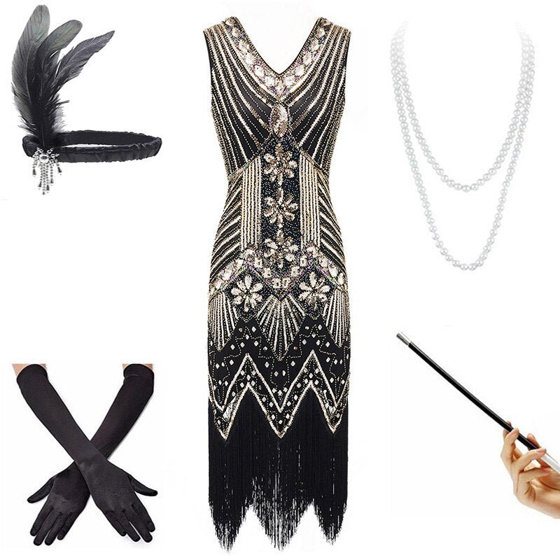 Vestido Dourado Vintage Dos Anos 1920
