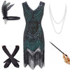 Vestido Vintage Dos Anos 1920 Verde Preto