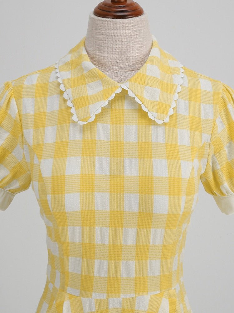 Vestido Vintage Amarelo Dos Anos 1940