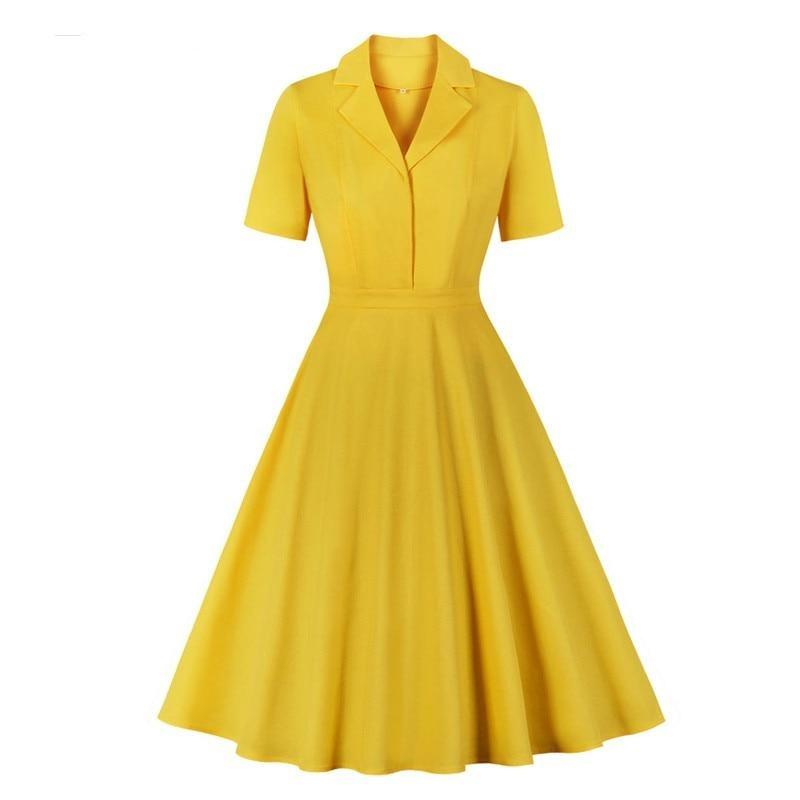Vestido Vintage Amarelo Anos 50