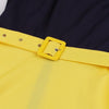 Vestido Vintage Azul Marinho E Amarelo Dos Anos 50
