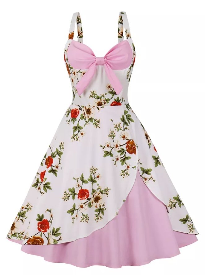 Vestido Rosa Vintage Dos Anos 1950