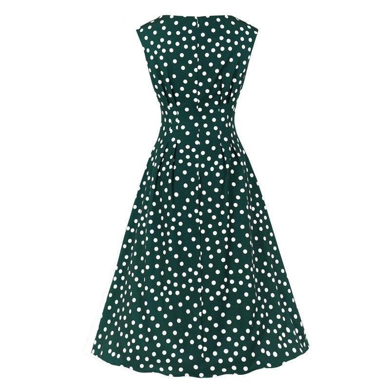 Vestido De Bolinhas Branco Verde Vintage Anos 1950