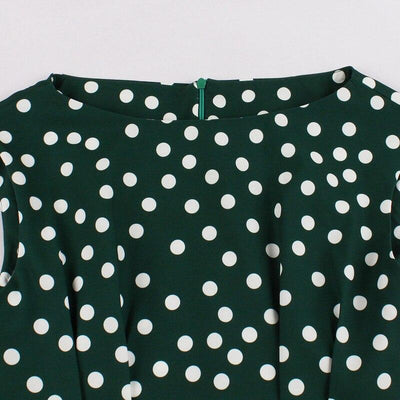 Vestido De Bolinhas Branco Verde Vintage Anos 1950
