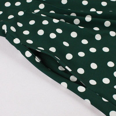 Vestido De Bolinhas Branco Verde Vintage Anos 1950