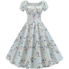 Vestido Vintage Anos 60 Flor Azul