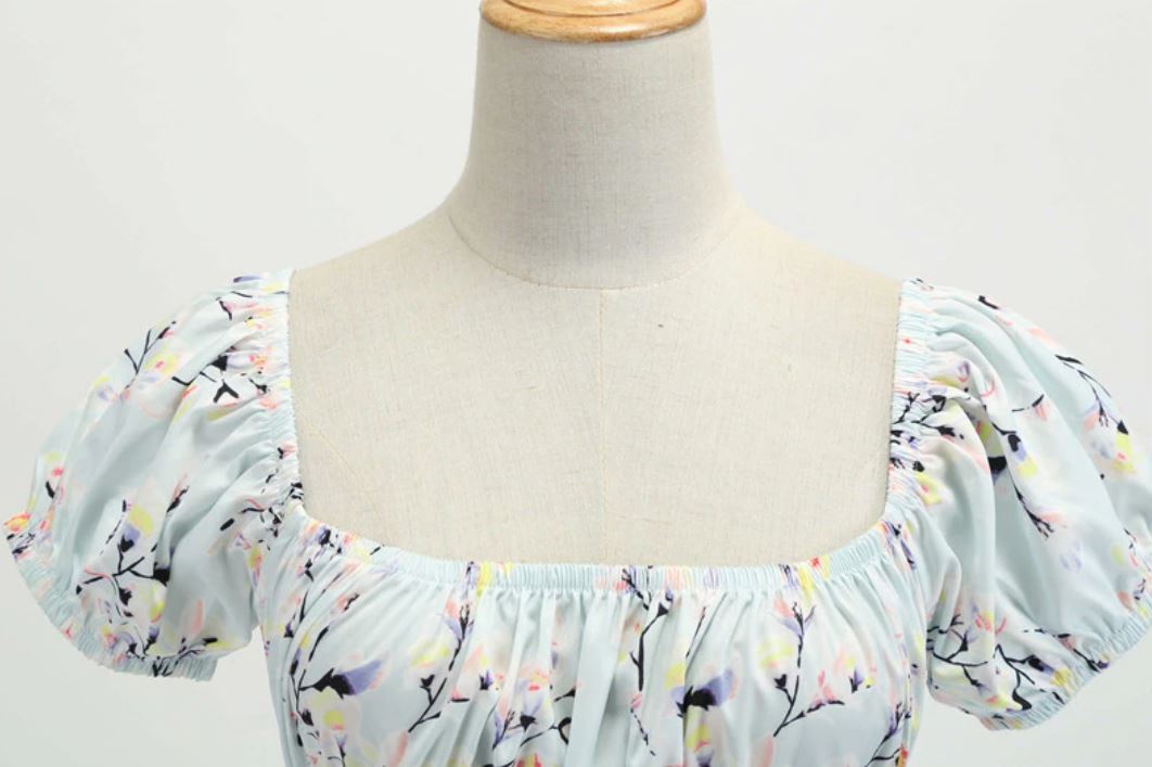 Vestido Vintage Anos 60 Flor Azul