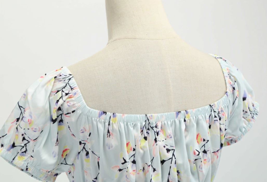 Vestido Vintage Anos 60 Flor Azul