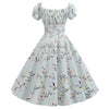 Vestido Vintage Anos 60 Flor Azul