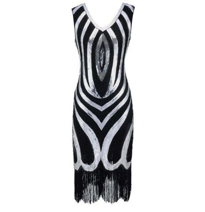 Vestido Vintage Anos 20 Com Contas Pretas