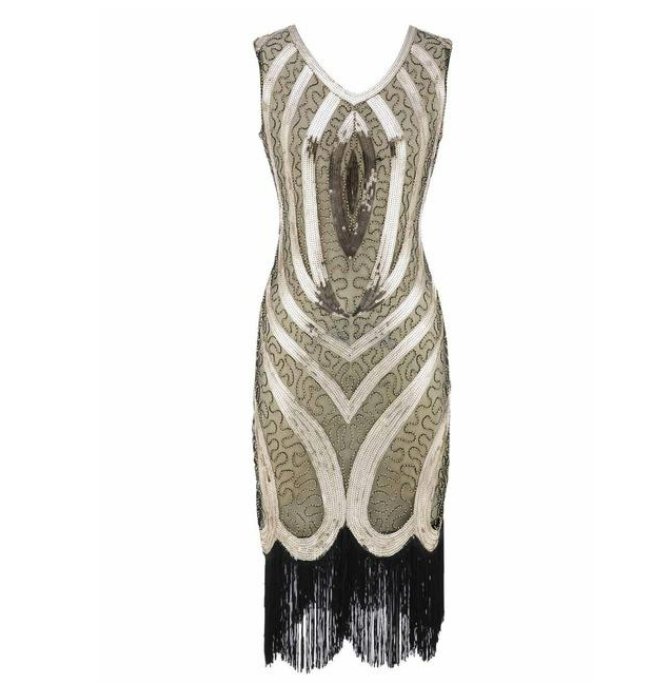 Vestido Vintage Com Contas Douradas Dos Anos 1920
