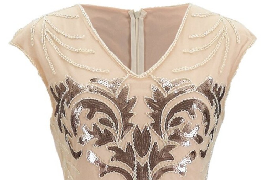 Vestido Retrô Vintage Dos Anos 1920 Bege