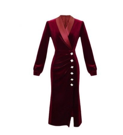 Vestido De Outono Vinho Vintage Dos Anos 1940