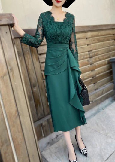 Vestido De Grife Vintage Dos Anos 1940 Verde