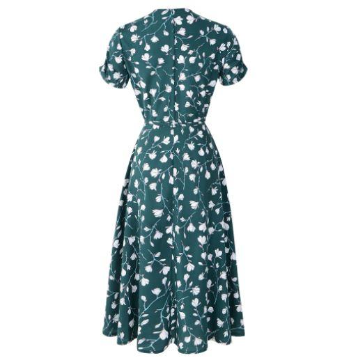 Vestido Vintage Floral Dos Anos 1940 Verde