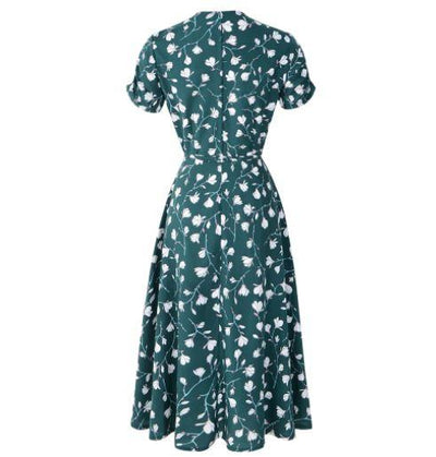 Vestido Vintage Floral Dos Anos 1940 Verde