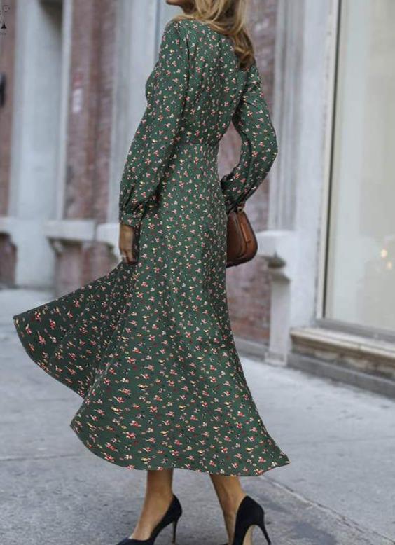 Vestido Fluido Vintage Dos Anos 1940 Verde