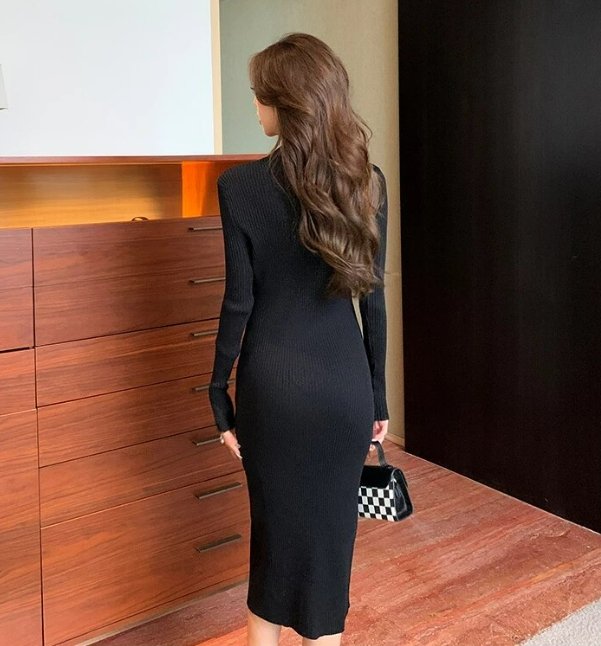 Vestido Vintage Colado Ao Corpo Preto Dos Anos 1940