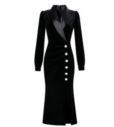Vestido De Outono Vintage Preto Anos 40