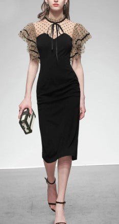 Vestido Vintage De Cintura Alta Preto Dos Anos 1940