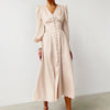 Vestido Vintage De Cetim Bege Dos Anos 1940