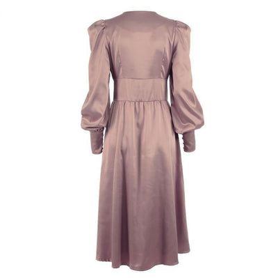 Vestido Vintage De Cetim Marrom Dos Anos 1940
