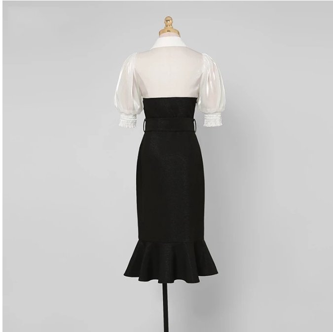 Vestido Vintage Preto De Cintura Alta Dos Anos 1940