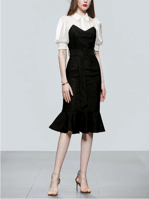 Vestido Vintage Preto De Cintura Alta Dos Anos 1940