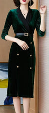 Vestido Vintage De Veludo Verde Dos Anos 1940